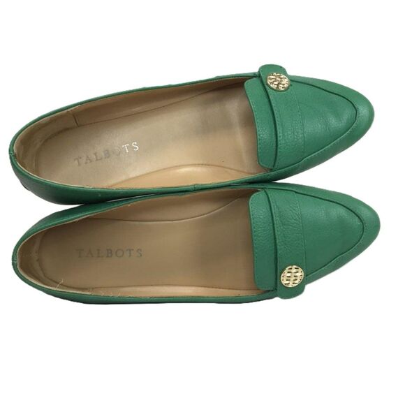 Talbots Francesca Tab Driving Moccasins - Pebbled Leather Green Slip-on Shoes -7 - Picture 2 of 11